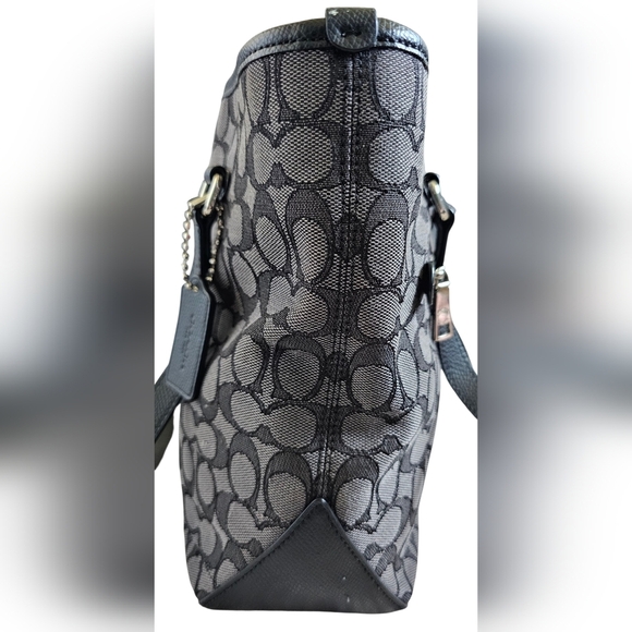 Coach Outline Black and Gray Signature Tote, Excellent Condition - Picture 6 of 14